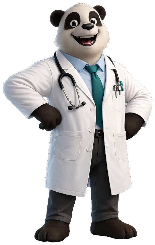 Mascote Pander Saúde — panda médico